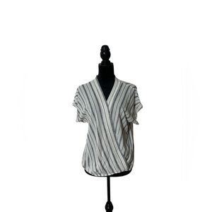 Sugarcloth Striped V-Neck Wrap Top - Black and White